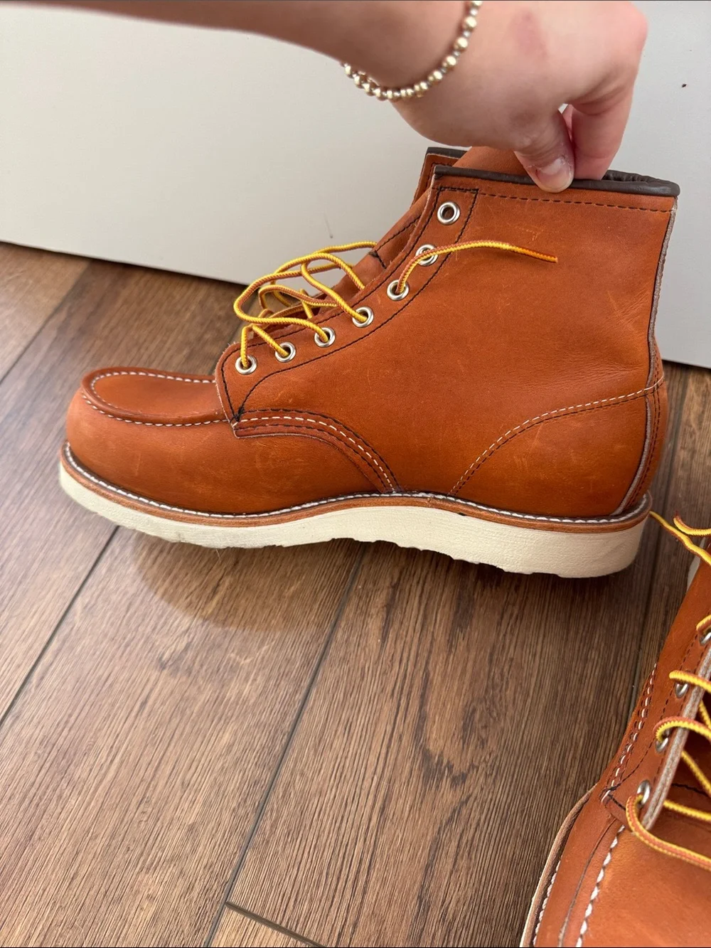 Red Wing Classic Moc Toe 875 ORO LEGACY Boots with Yellow Laces